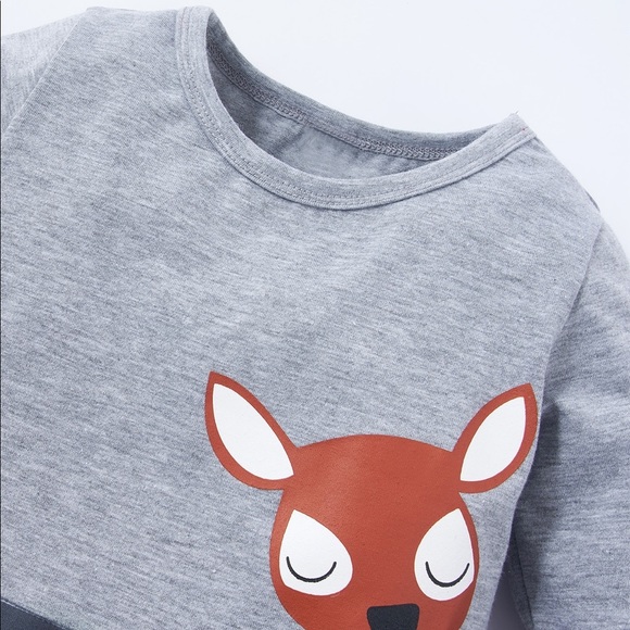 NWOT Baby Deer Graphic Striped Jumpsuit. Size: 9-12Months Color: Gray - Picture 3 of 5